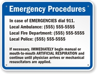 Custom Emergency Contact Information Sign for Colorado