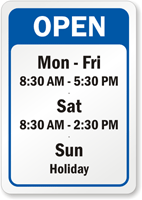 Custom Opening Hours Sign