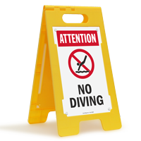 Attention No Diving Floor Sign