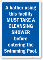 Bather Take Cleansing Shower Before Entering Pool Sign