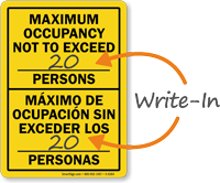 Bilingual Maximum Occupancy Not To Exceed Sign