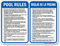 Bilingual Pool Area Rules Sign