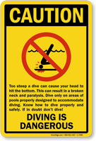 Caution Diving Is Dangerous Sign