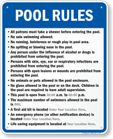 Custom Pool Rule Sign For South Carolina