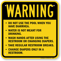 Do Not Use Pool When Having Diarrhea Sign