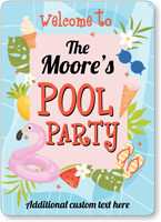 Family Name Welcome To Our Pool Party Personalized Sign