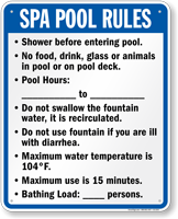 Florida Spa Pool Rules Sign