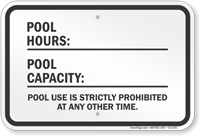 New York Pool Hours Rule Sign