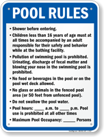 Pool Rules Sign for New York