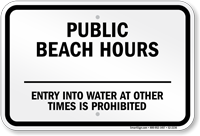 New York Public Beach Hours Sign