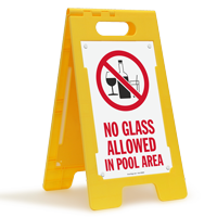 No Glass Allowed In Pool Area Floor Sign