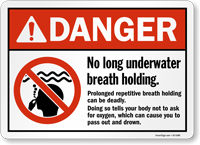 No Long Underwater Breath Holding Danger Pool Sign