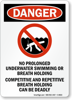 No Prolonged Underwater Swimming Pool Sign