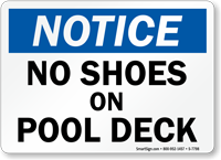 Notice, No Shoes Pool Deck Sign