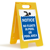 Notice No Floats In Pool Or Pool Area Floor Sign