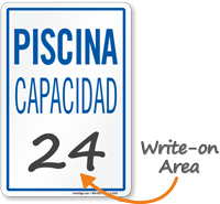 Piscina Capacidad Spanish Maximum Capacity Sign