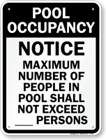 Pool Max Occupancy Sign