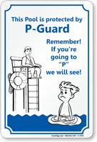 Pool Protected by P Guard Sign