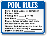 Washington DC Pool Rules Sign