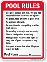 Commercial Pool Rules Sign