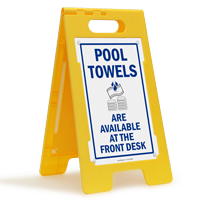 Pool Towels Available at Front Desk Floor Sign