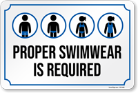 Proper Swimwear Is Required Pool Rules Sign With Graphics