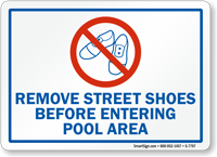 Remove Street Shoes Pool Rules Sign
