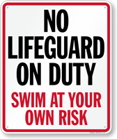 No Lifeguard On Duty Sign for South Carolina