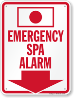 Emergency Spa Alarm Sign (with Arrow)