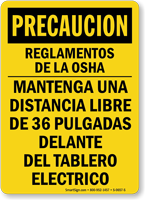 Spanish Electrical Panel Area Keep Clear Caution Sign