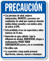 California Spanish Spa Safety Rules Sign