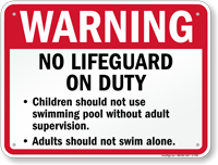 No Lifeguard On Duty Sign for Minnesota