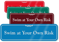 Swim At Your Own Risk ShowCase Wall Sign