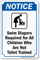 Swim Diapers Required Pool Rule Sign