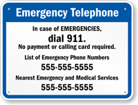 Tennessee Custom Emergency Telephone Sign