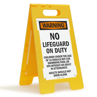 Warning No Lifeguard On Duty Floor Sign