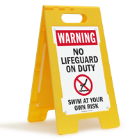 Warning No Lifeguard On Duty Swim At Own Risk Floor Sign