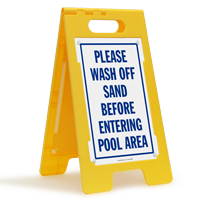 Wash Off Sand Before Entering Pool Sign