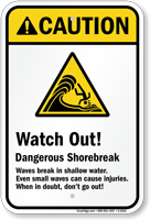 Watch Out! – Dangerous Shorebreak (graphic) Sign