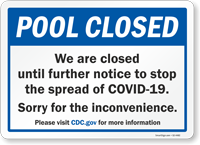 We Are Closed Until Further Notice Pool Closed Sign
