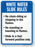 White Water Slide Rules Sign