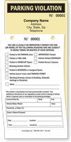 Custom NCR 2 Part Manifold Manila Parking Violation Tag