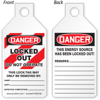 Locked Out Do Not Operate STOPOUT Tab Tag