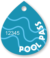 Pool Passes In Water Drop Shape, Blue Swirls