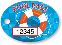 Pool Pass In Oval Shape, Lifesaver Print