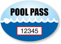Pool Pass In Oval Shape, Waves Print