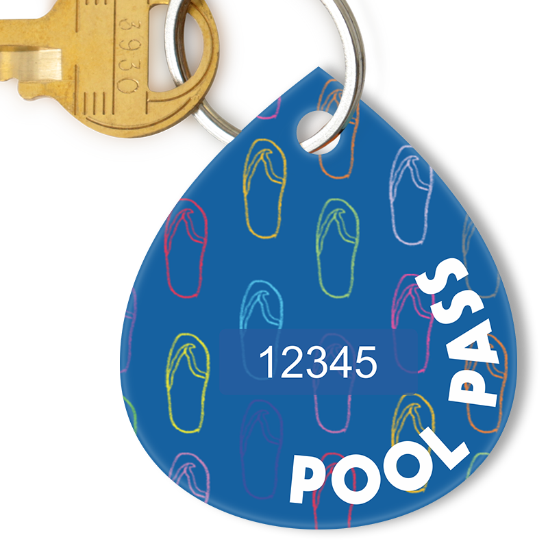 Pool Pass In Water Drop Shape, Colorful Sandals