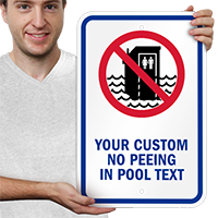 Customizable No Peeing In Pool Signs