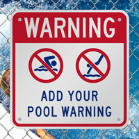 Custom Warning No Swimming No Diving Signs