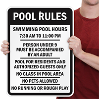 Swimming Pool Rules Parking Signs